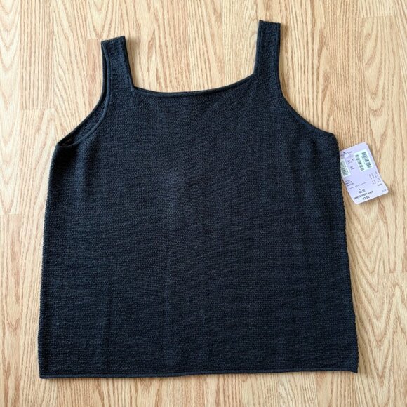 Eileen Fisher Charcoal Gray Square Neck Tank Large Merino Wool Hong Kong Made - Picture 9 of 9